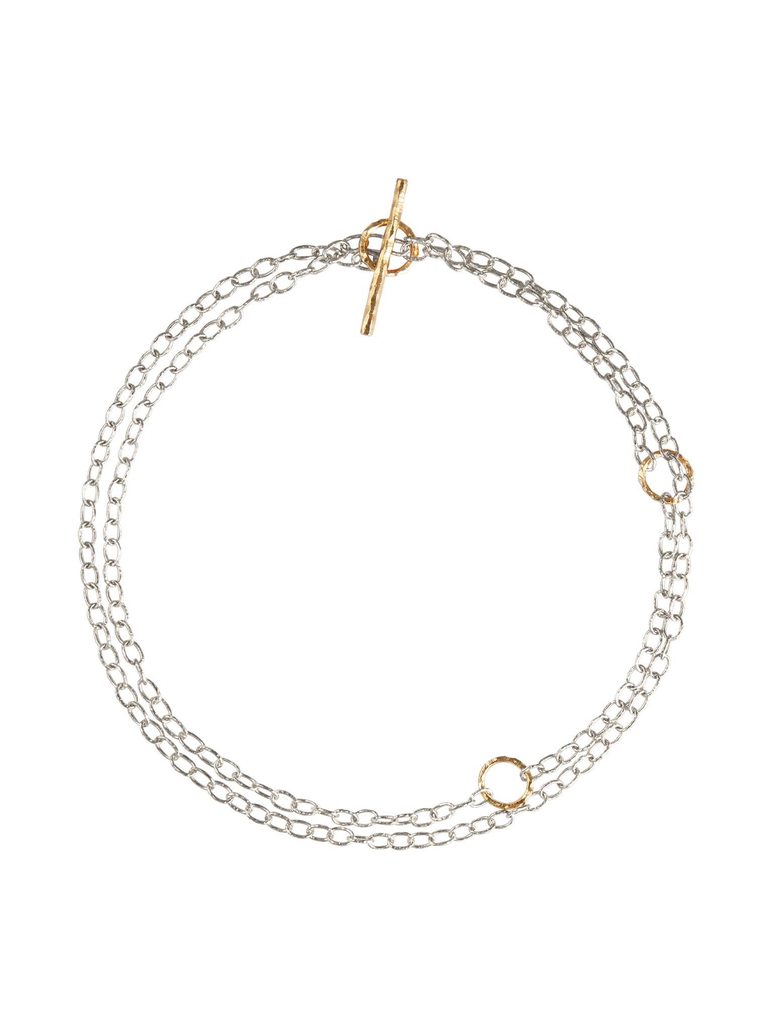 T - chain in silver and 18k yellow gold